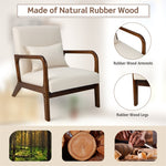 Modern Accent Chair Upholstered Leisure Armchair Rubber Wood Frame Arm Chair with Lumbar Pillow