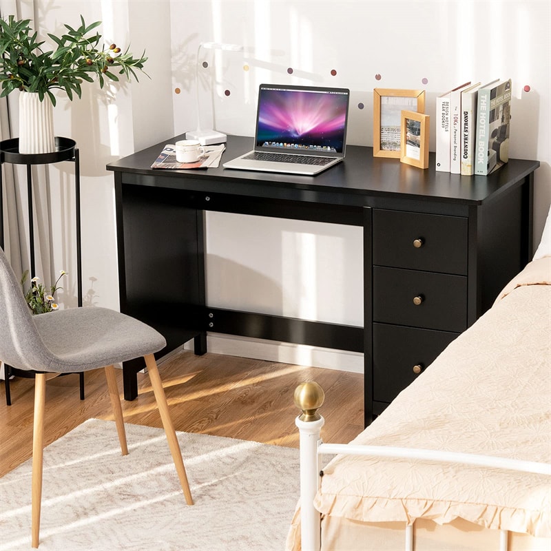 Modern Home Office Computer Desk Writing Study Desk with 3 Drawers & Large Desktop