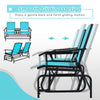 Outdoor Double Glider Chair 2-Person Patio Rocking Loveseat with Center Tempered Glass Table & Metal Frame