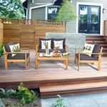 Outdoor 4 Seater Acacia Wood Patio Chat Set with Loveseat & Coffee Table