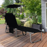 Outdoor Adjustable Folding Chaise Lounge Chair Beach Chair with Canopy Shade