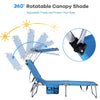 Outdoor Folding Chaise Lounge Portable Tanning Chair Sunbathing Beach Chair with Canopy Shade & Adjustable Backrest