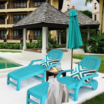 Outdoor Chaise Lounge Folding Pool Patio Lounge Chair Beach Lounger Recliner with 6-Position Adjustable Backrest & Wheels