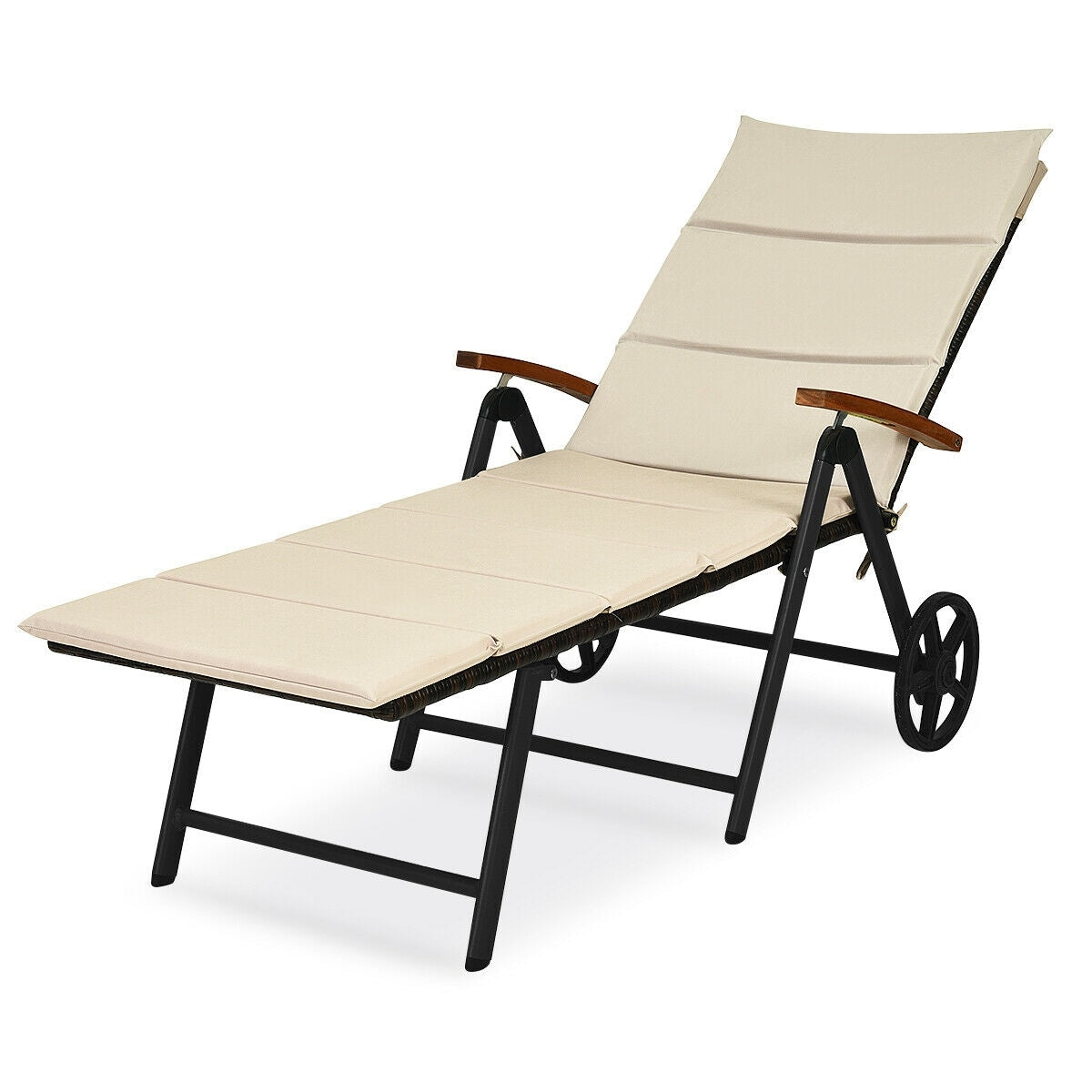 Outdoor Chaise Lounge Chair Rattan Recliner Chair - Bestoutdor