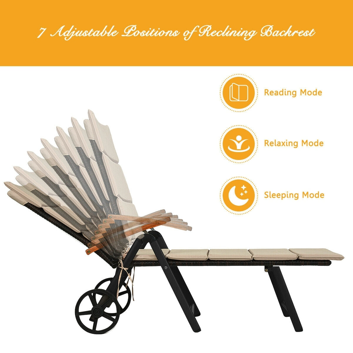 Outdoor Chaise Lounge Chair Rattan Recliner Chair - Bestoutdor