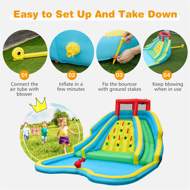 Outdoor Double Side Inflatable Water Slide Park with Large Climbing Wall