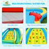 Outdoor Double Side Inflatable Water Slide Park with Large Climbing Wall & 750W Air Blower