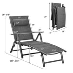 Outdoor Folding Chaise Lounge Chair Reclining Chair with 7 Adjustable Backrest Positions