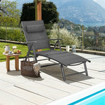 Outdoor Folding Chaise Lounge Chair Reclining Chair with 7 Adjustable Backrest Positions
