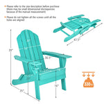 Outdoor Patio Folding Adirondack Chair with Built-in Cup Holder for Backyard Balcony