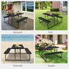 Folding Picnic Table Bench Set Outdoor Dining Table Large Camping Table with 2 Built-in Bench, HDPE Wood-like Texture, Weatherproof Steel Frame