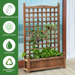 Outdoor Freestanding Wood Raised Garden Bed Planter Box with Trellis