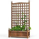Freestanding Wood Trellis Planter Box Raised Garden Bed with Trellis