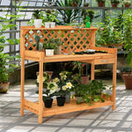 Outdoor Garden Wood Potting Bench Workstation Bench with Storage & Hook