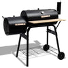Outdoor BBQ Grill Charcoal Grill Barbecue Pit Patio Cooker with Offset Smoker & 2 Rolling Wheels
