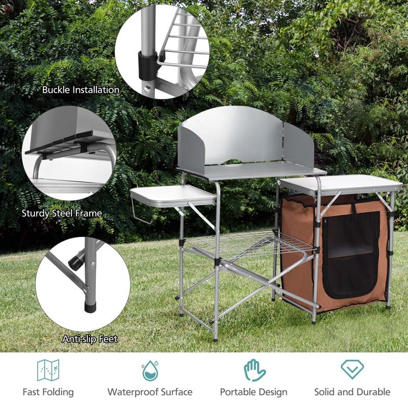 Folding Camping Kitchen Table Storage