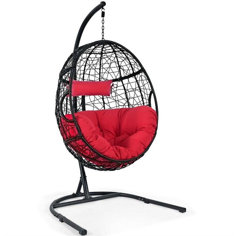 Hanging Egg Chair 36.5" Width Oversized Swing Chair Outdoor Indoor Hammock Chair with C-Hammock Stand Set, Soft Seat Cushion, Pillow
