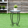 Outdoor Indoor Steel Round Accent Table Mosaic Plant Stand Cobalt Table - Bestoutdor