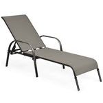 Outdoor Sling Chaise Lounge Chair Patio Reclining Chair Sunbathing Chair with Adjustable Backrest