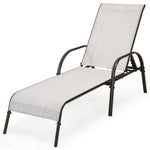 Outdoor Sling Chaise Lounge Chair Reclining Patio Chair Sunbathing Chair with Adjustable Backrest