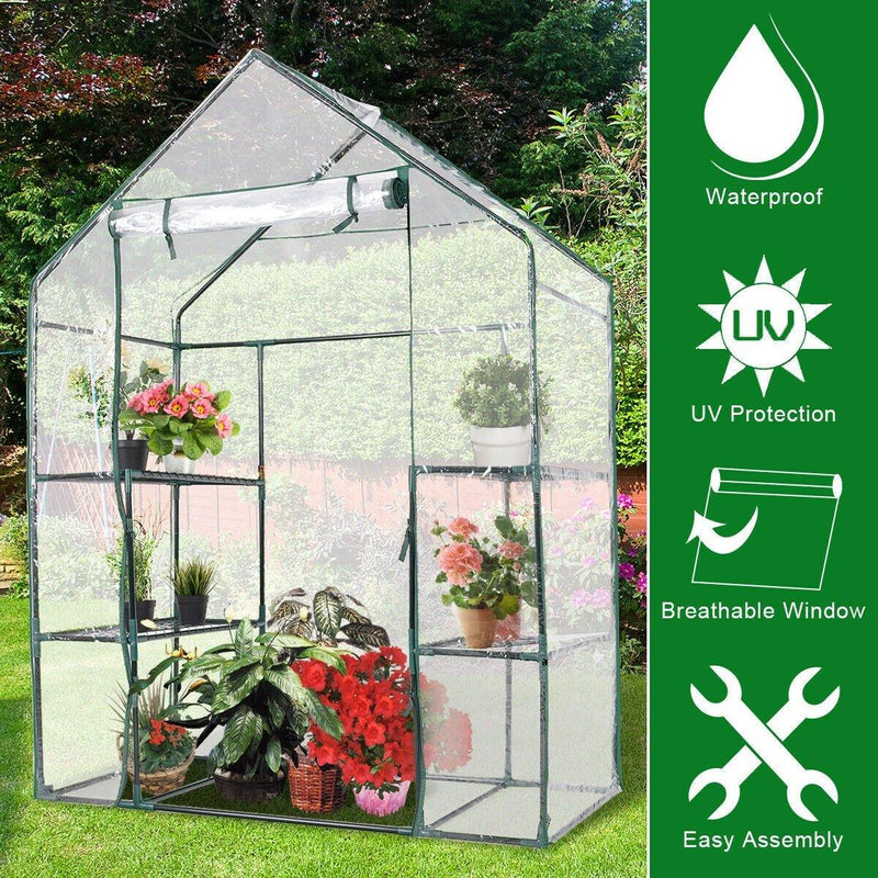 Outdoor Portable 4 Shelves Walk-in Greenhouse - Bestoutdor