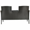 Patented Modern Wicker Patio Conversation Set Outdoor Rattan Loveseat with Built-in Coffee Table & Cushions