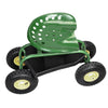 Outdoor Rolling Garden Cart Wagon Scooter with 360° Swivel Seat