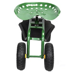 Outdoor Rolling Garden Cart Wagon Garden Scooter with 360° Swivel Seat