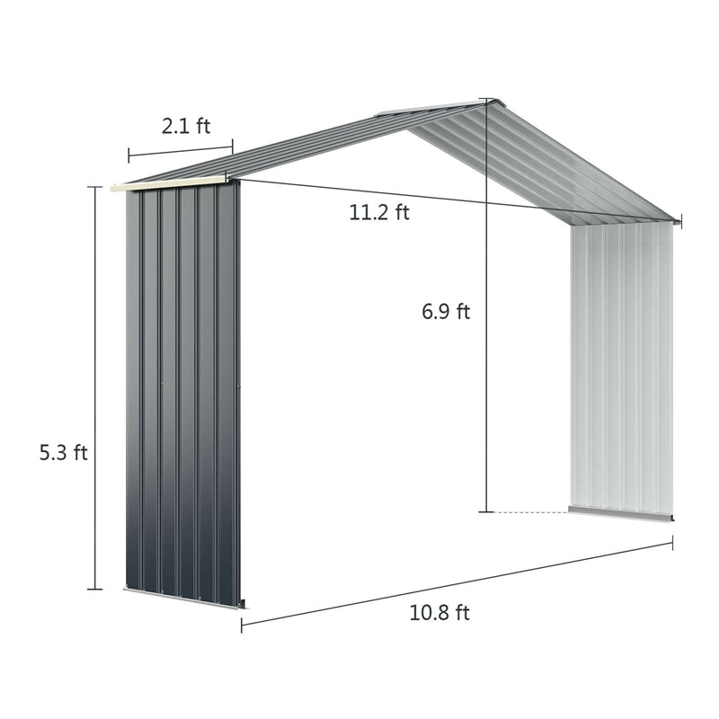 Outdoor Storage Shed Extension Kit for 11 Feet Garden Backyard Shed Width