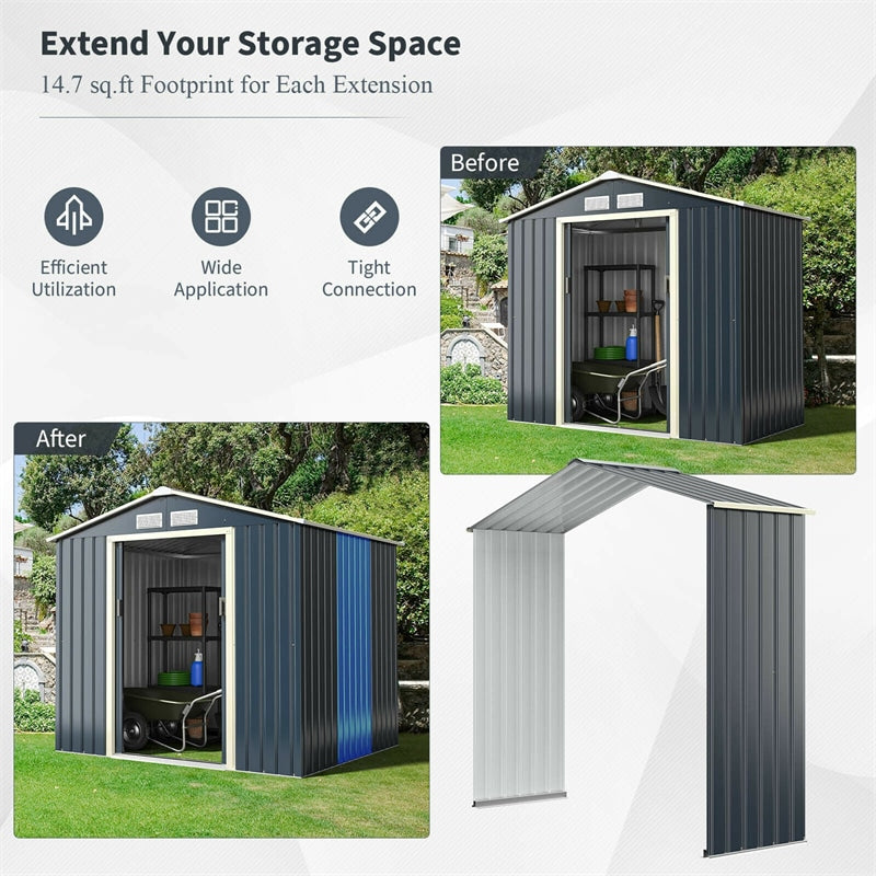 Outdoor Storage Shed Extension Kit for 7 Feet Garden Backyard Shed Width