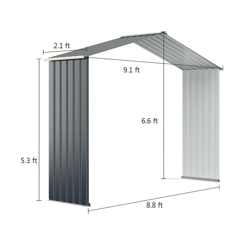 Outdoor Storage Shed Extension Kit for 9.1 Feet Garden Backyard Shed Width