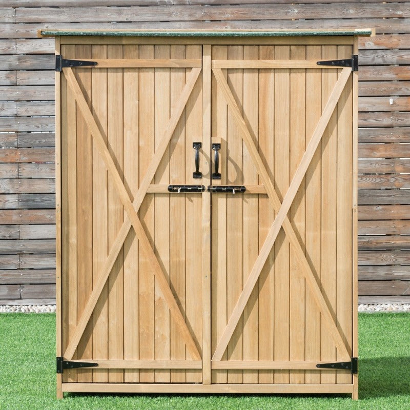 Outdoor Storage Shed Garden Utility Tools Organizer with Lockable Doors - Bestoutdor