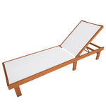 Wood Outdoor Chaise Lounge Chair 5-Position Adjustable Backrest Patio Recliner Chair