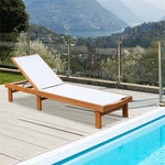 Wood Outdoor Chaise Lounge Chair 5-Position Adjustable Backrest Patio Recliner Chair