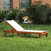 Outdoor Chaise Lounge Eucalyptus Wood Reclining Pool Lounge Chair with 5-Position Adjustable Backrest & Quick-Drying Fabric