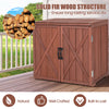 Outdoor Wood Storage Cabinet Garden Tool Shed with Double Doors for Patio Backyard