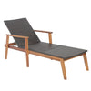 Outdoor Wicker Chaise Lounge Chair 4-Position Adjustable Recliner Patio Chair with Acacia Frame for Poolside Backyard