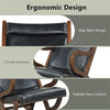 PU Leather Rocking Chair Modern Rocker with Cushion & Rubber Wood Frame for Nursery Living Room Bedroom Lounge Office