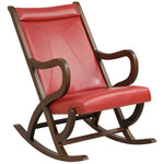 PU Leather Rocking Chair Modern Rocker with Cushion & Rubber Wood Frame for Nursery Living Room Bedroom Lounge Office