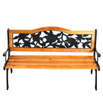 Patio Park Garden Bench Cast Iron Hardwood Outdoor Bench Porch Loveseat Chair