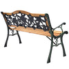 Patio Park Garden Bench Cast Iron Hardwood Outdoor Bench Porch Loveseat Chair