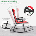 Outdoor Folding Rocking Chair Zero Gravity Patio Rocker High Back Camping Chair with Headrest, Ergonomic Armrests & Footrest
