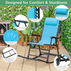 2 PCS Patio Camping Rocking Chairs Outdoor Folding Rockers with Pillow High Back Armrests Footrest