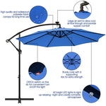 10 Ft Solar LED Offset Patio Umbrella Outdoor Cantilever Umbrella with 40 Lights & Cross Base