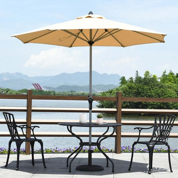 9' Patio Umbrella 8 Sturdy Ribs Market Umbrella Outdoor Table Umbrella with Crank System & 1.5" Aluminum Pole for Garden Lawn Deck - Bestoutdor