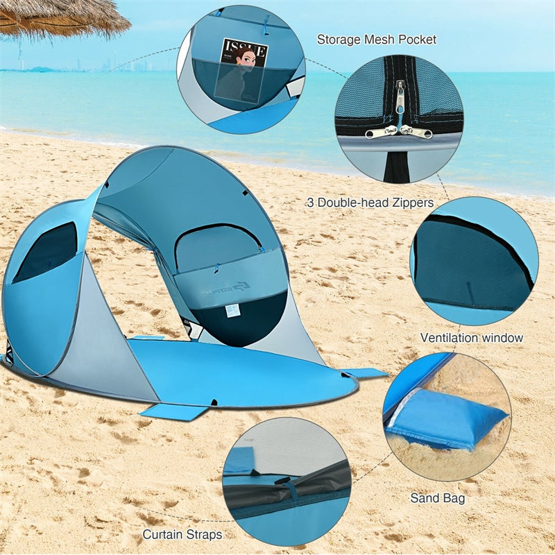 Pop Up Beach Tent Anti-UV UPF 50+ Portable Camping Sun Shade Shelter