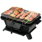 Portable Cast Iron Charcoal Grill with Double-sided Grilling Net for Camping Picnic