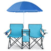Portable Double Folding Picnic Chair with Umbrella & Mini Table