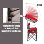 Folding Double Camping Chairs with Shade Canopy Portable Beach Chairs with Cup Holder
