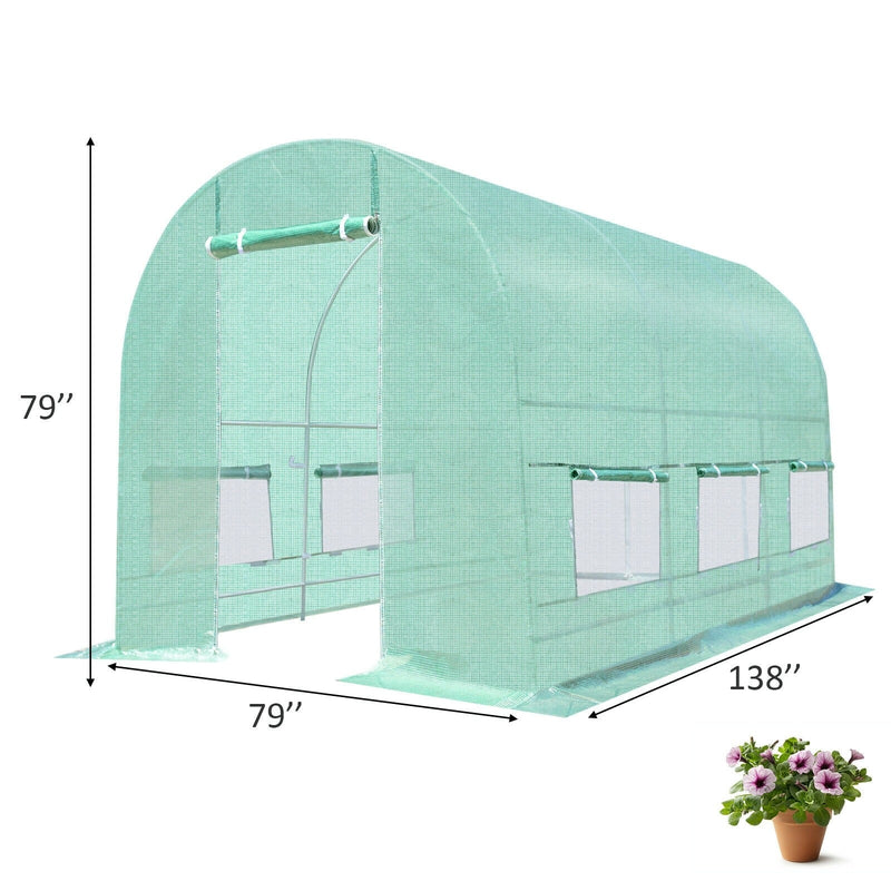Portable Steel Frame Walk-in Greenhouse with 6 Windows